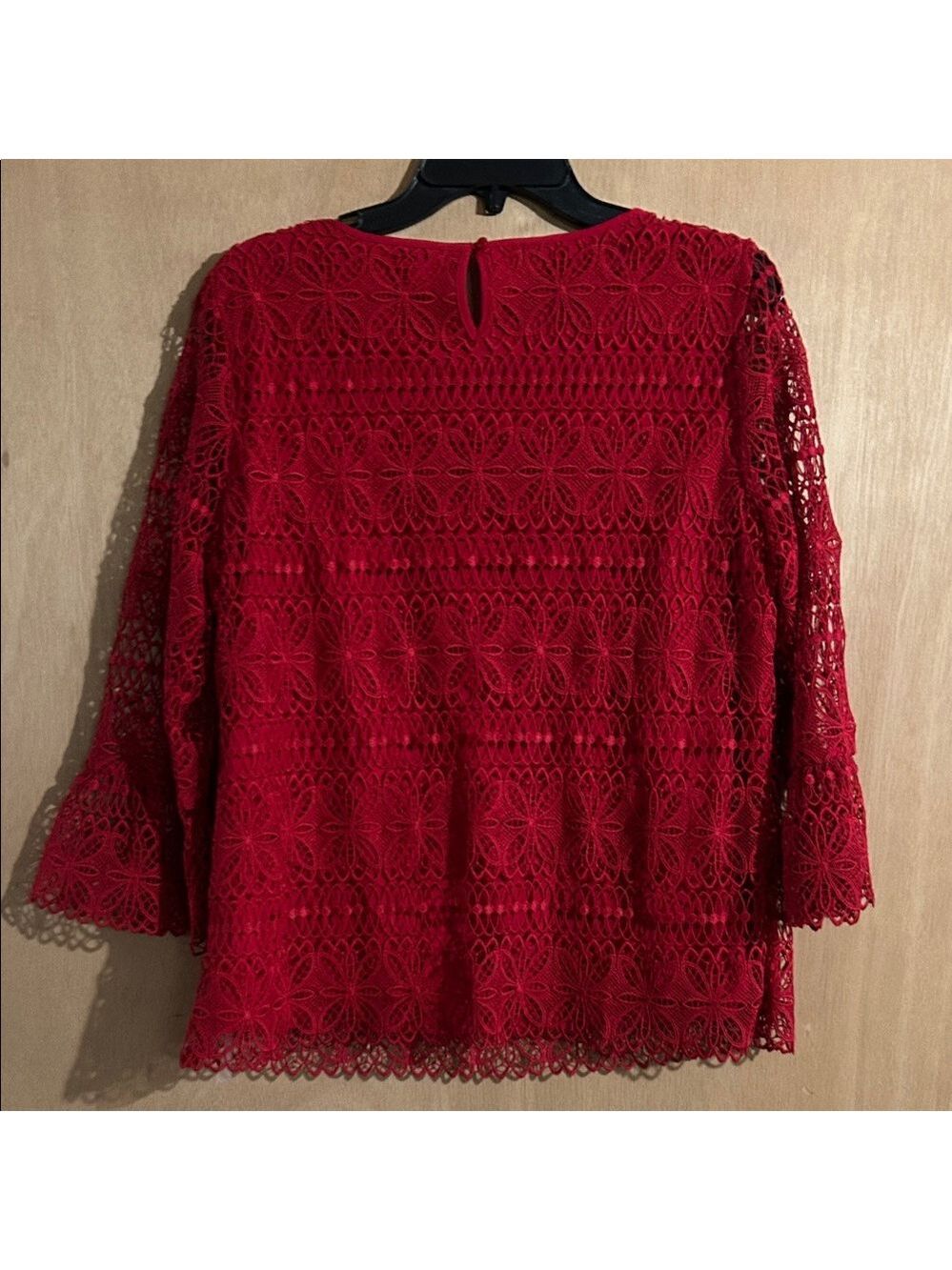 NWT Talbots Vibrant Red Lace Blouse - Picture 6 of 7